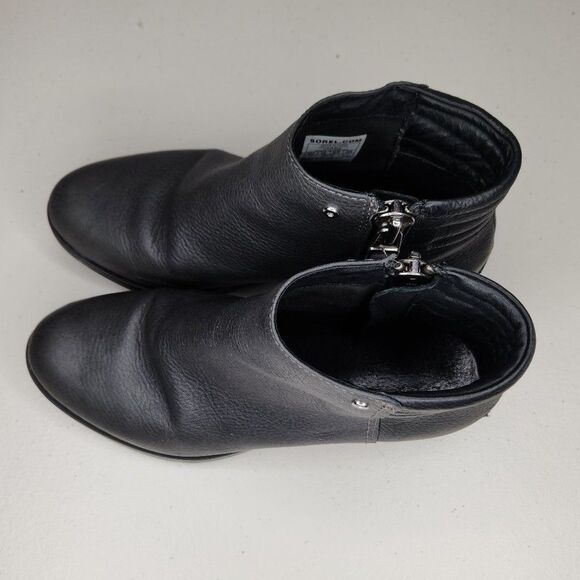 Sorel Danica Womens Size 6.5 Side Zip Waterproof Leather Booties Boots Black - Picture 6 of 9